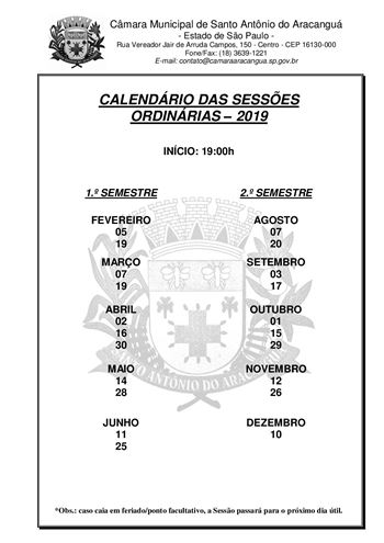 2019117_Calendário Sessões Ordinárias - 2019-001